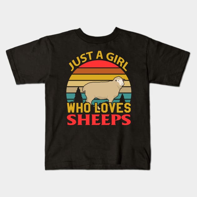 Just A Girl Who Loves Sheep Sheeps Lover Gift Kids T-Shirt by BadDesignCo